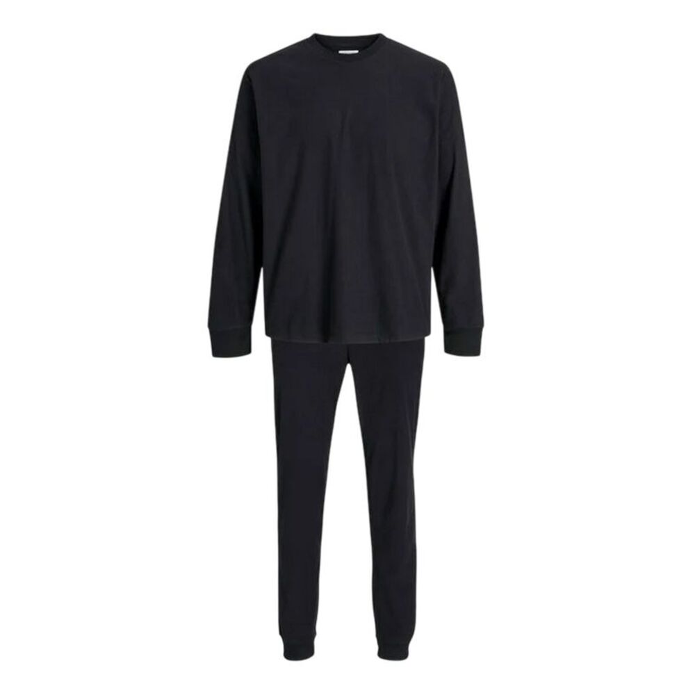 Jack And Jones Mens Combed Cotton Long-Sleeved Loungewear Set / Black